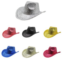 Chapeau de cowboy à paillettes scintillantes de haute qualité, unisexe, pour adultes, festivals, cosplay, spectacles de danse