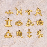 Pendentif en acier inoxydable plaqué or avec les 12 signes du zodiaque, petit breloque pour collier, bracelet, bijoux pour les fêtes