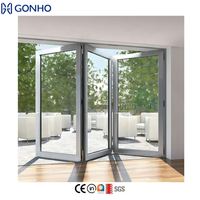 GONHO Porte pliante en plexiglas Panneau de verre Design de sécurité Cadre mince Porte en aluminium Porte pliante Entrée Porte extérieure
