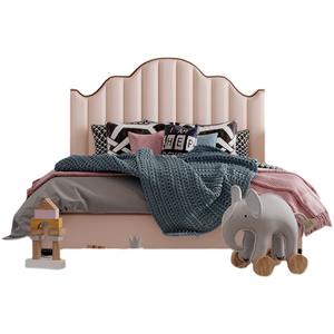 Cama Infantil de Cuero Suave, Cabecera Curva en Forma de Corona con Tapicería Rosa y Estilo Chic Caprichoso - Product Image 3