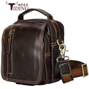 Bolso Bandolera de Cuero Genuino para Hombre Tiding, Color Café, Cuero Encerado, con Múltiples Compartimentos, Resistente para Exteriores - Product Image 3