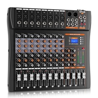 Console de mixage analogique professionnelle 8 canaux GPUB avec lecteur MP3 Bluetooth et alimentation fantôme 48V – Mixeur grand format pour équipement de bar