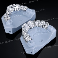Grillz dentaire personnalisé en or massif 14K, coupe princesse, pour dents supérieures et inférieures, style Hip Hop, sertissage invisible certifié