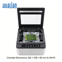 HVC-300T-1AB Hualian Scelleuse sous vide de table 2-en-1 avec fonctions de chambre à vide et de vide externe pour sacs alimentaires, bocaux et récipients