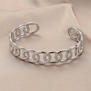 Fashion Dainty Minimalist Jewelry Tarnish Free Stainless Steel Hollow Link Chain <b>Cuff</b> Bangle <b>Bracelet</b> - Product Image 3