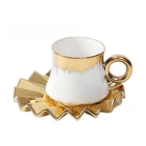 Ensemble de tasses à expresso en porcelaine, design arabe, 6 pièces, 90 ml, tasses à café en céramique réutilisables avec soucoupes - Product Image 5