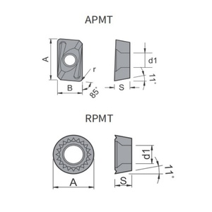 Insertos de fresado de hombro cuadrado de alta calidad APMT1135PDER Insertos de fresado de alta alimentación para acero de alta dureza - Product Image 3