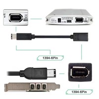 Câble d'extension IEEE 1394 6 broches Firewire vers 1394a 6 broches femelle-mâle pour carte de capture vidéo et données, prise en charge du câble 400 à 400, 20 cm