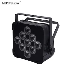 MITUSHOW High Brightness 9-Inch LED Par Light DMX Wireless Battery Stage Lights with Remote Control 18W Highlight Genre