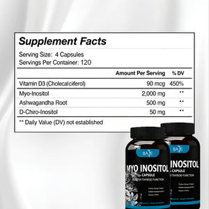 Cápsulas de Inositol y Vitamina D3 MYO para Mujeres Adultas, Apoya la Función Tiroidea, Mejora el Metabolismo, Salud Emocional, Natural, 60 Cápsulas - Product Image 2
