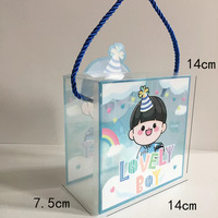 Boîtes cadeaux de Noël 14*7*14cm Contenant en plastique transparent avec poignée pour bonbons et biscuits