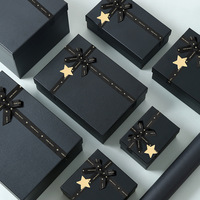 Nouvelle boîte vide de luxe noire épaissie avec logo personnalisé, couvercle et base personnalisables, pour emballage de cadeaux d'anniversaire