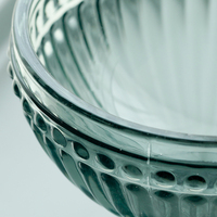 Retro glazen serveerschaal met voet, 374ml, voor koude snacks, fruitcompote, sorbet, kleine porties, hapjes, servies
