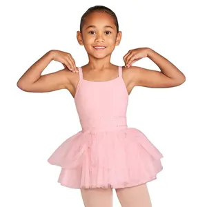 Design Kids Ballet Costumes Training Dancewear Camisole Rhinestone Skirted Leotard OEM Girls Performance Wear