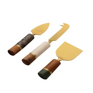 Juego de cuchillos para queso de cobre con mango de madera, herramientas duraderas de metal para queso, solo lavar a mano - Product Image 1