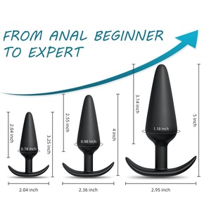 مجموعة من <span class=keywords><strong>3</strong></span> سدادات شرجية سيليكونية للتدريب مع قاعدة متوسعة، ألعاب جنسية للبروستاتا، كرات سوداء للمبتدئين والمستخدمين المتقدمين - Product Image 6