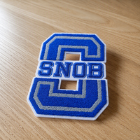 Patch brodé en chenille personnalisé pour vêtements de marque, à thermocoller, style universitaire