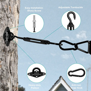 Bộ phụ kiện che nắng với tấm che nắng bằng thép carbon và acrylic phủ bột, móc treo trần hình vuông cho võng trong nhà/ngoài trời - Product Image 4