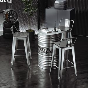 Silla de <span class=keywords><strong>Bar</strong></span> alta de estilo industrial moderno, silla de <span class=keywords><strong>Bar</strong></span> moderna de vapor Retro para motocicleta Club <span class=keywords><strong>Cafe</strong></span> inspirado en barril de aceite, combinación de mesa, silla de <span class=keywords><strong>Bar</strong></span> moderna - Product Image 1