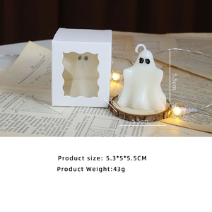 Bougie décorative artisanale en forme de fantôme pour Halloween, en cire de soja, votive, pour bars, respectueuse de l'environnement, longue durée - Product Image 6