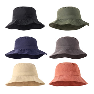 Bucket Hat For Men And Women Polyester Quick Dry Waterproof Sun Protection Outdoor Hiking Hat In Black Military Green Navy Blue - Product Image 1