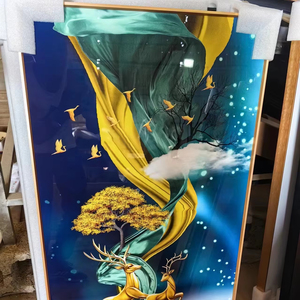 ภาพวาดศิลปะติดผนังกรอบสัตว์สีทองภาพแอบสแตรกต์ประดับคริสตัลพอร์ซเลนสำหรับตกแต่งบ้านโรงแรม - Product Image 1