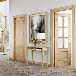 Porte d'entrée en bois massif imperméable, à pousser et à tirer, surface finie en film PVC polymère, utilisation domestique, commerciale, chambre à coucher, villa - Product Image 6