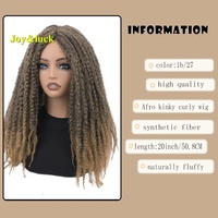 Perruque tressée afro crépue de 20 pouces en gros, perruque résistante à la chaleur 1b 27, perruque tressée douce Marley pour femmes noires, usage quotidien et fêtes