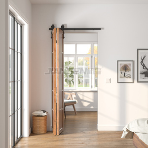 Herrajes para puertas corredizas plegables de acero al carbono de diseño moderno Kit de rieles para puertas corredizas de Granero plegables negras - Product Image 5