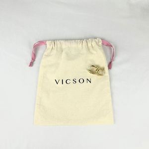 Promotion Customized Organic Cotton <b>Drawstring</b> Shopping Bag Reusable Cotton Storage Bag Cotton Jewelry <b>Pouches</b> With Silk Ribbon - Product Image 4