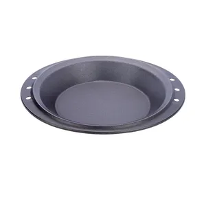 Bán Buôn Bakeware Đen Vòng Dày Không Dính Kim Loại Thép Carbon Sâu Món Ăn Nướng Khuôn Khay Bánh Pizza Pan Vòng Bánh Pan