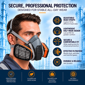 Demi-masque respiratoire à double cartouche EN140 pour la peinture au pistolet et la protection contre la poussière – Vente en gros - Product Image 4