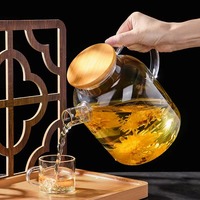 Pichet en verre borosilicate transparent de style nordique minimaliste, 1000 ml et 1800 ml, pour eau froide et thé de l'après-midi