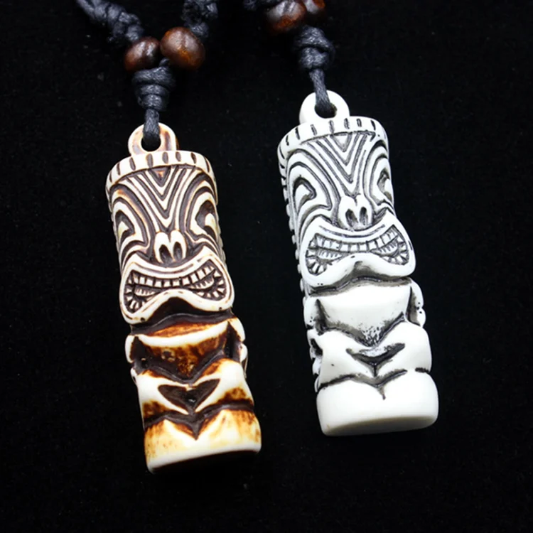 Hot Sale Maya necklace yak bone necklaces Indian pendant Primitive tribes jewelry Handmade TIKI Choker for surfing