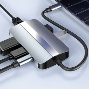 6 trong 1 Multiport <span class=keywords><strong>Adapter</strong></span> <span class=keywords><strong>HDMI</strong></span> tương thích 4K/30Hz <span class=keywords><strong>USB</strong></span> C Dock pd87w SD TF Đầu Đọc Thẻ 5Gbps truyền dữ liệu cổng Ethernet cho máy tính xách tay - Product Image 3