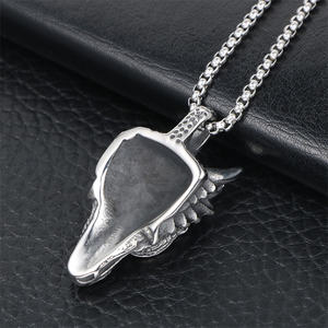 Nuevo grifo personalizado para hombres al por mayor, colgante de acero inoxidable, cabeza de Lobo, collar Punk, joyería - Product Image 5