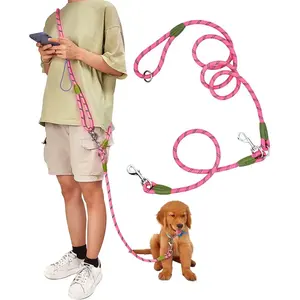 Reflective Nylon Pink Marine Rope Dog Leash No Handle Slip Lead Pet Leash In Stock For Running