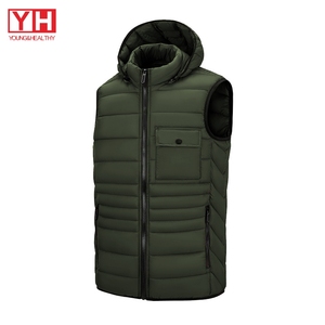 Vestes <span class=keywords><strong>Doudoune</strong></span> sans manches imperméables d'hiver avec fermeture éclair et poche avec logo personnalisé pour hommes <span class=keywords><strong>Doudoune</strong></span> sans manches avec capuche - Product Image 4
