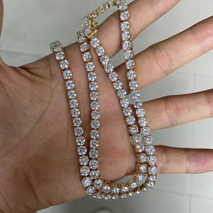 HQ 보석 힙합 쥬얼리 <span class=keywords><strong>24</strong></span> 인치 9K 진짜 옐로우 골드 VVS Moissanite 다이아몬드 5mm 테니스 체인 남자 목걸이 - Product Image 5