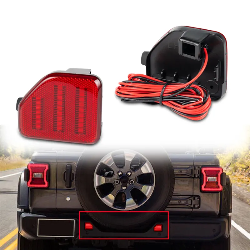 Kit de réflecteur de pare-chocs arrière à LED à lentille rouge pour Jeep Wrangler JL Sahara Rubicon MOAB 2018-up SEULEMENT