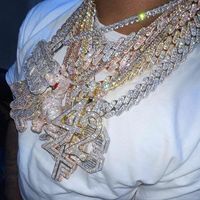 Collier et pendentif Hip Hop personnalisés de luxe, en argent, sertis de moissanite VVS, avec chaîne et pendentifs sur mesure