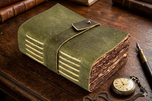 สมุดบันทึกหนังทำมือสไตล์เรสติก กระดาษขอบดิบแบบวินเทจ สมุดวาดเขียนสำหรับงานศิลปะและการเขียน - Product Image 4