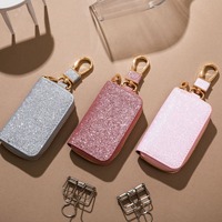 Étui à clés en cuir de haute qualité, motif dessin animé, brillant, simple et tendance, avec fermeture éclair, pour protection de clés de voiture et portefeuille