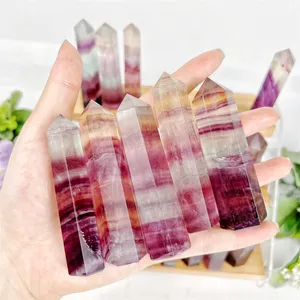 Wholesale High Quality Hand Made Spiritual Energy Wand Candy Fluorite Point For Decoration