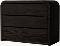 Commode à 3 tiroirs en chêne massif blanchi, profil cascade incurvé moderne, rangement pour chambre et salon, armoire en bois écologique