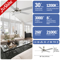 Ventilateur de plafond silencieux 1stshine de 58 pouces avec lumière LED à intensité variable, moteur DC, faible bruit, télécommande, décoratif, moderne