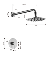 Douche encastrée en acier inoxydable brossé 304 avec jet de pluie doux, poignée unique en céramique, installation facile, fixation murale sans joint
