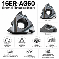 16ER-AG60 CNC Lathe Tools for Metric and Inch External Threading for Stainless Steel Ast Iron Harded Metal