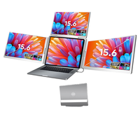 Moniteur portable OEM S888 15,6 pouces à quatre écrans avec triple écran, 1 câble pour 3 écrans, 60 Hz, facile à transporter pour utilisation avec un ordinateur portable