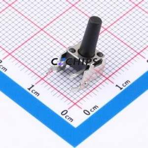 GT-TC101B-H125-L1 Tactile Switch Through hole,6x7.5mm Switch Single Pole Single Throw Round Button 2.5N Right Angle Insert - Product Image 1